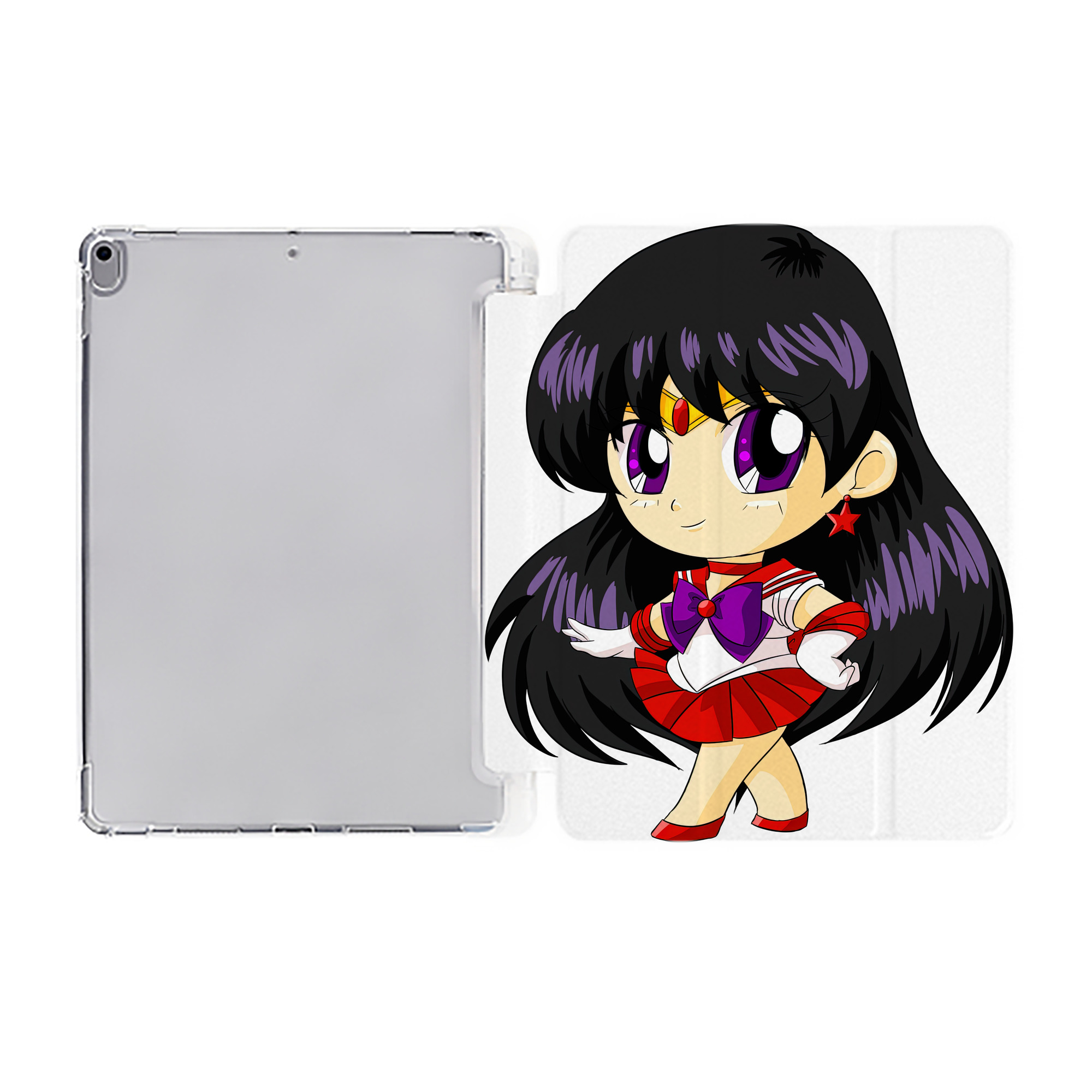 （画像用） 美少女戦士セーラームーン 火野レイ ひの レイ Sailor Moon Hino Rei （セーラーマーズ,Sailor Mars） IPad ケース ペン収納付き 三つ折りスタンド PUレザー×シリコン 対応機種9.5/10.5/10.9インチ